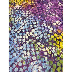 Vibrant Batik Cotton Fabric 1/2 yard x 44" Blue/Purple/Yellow